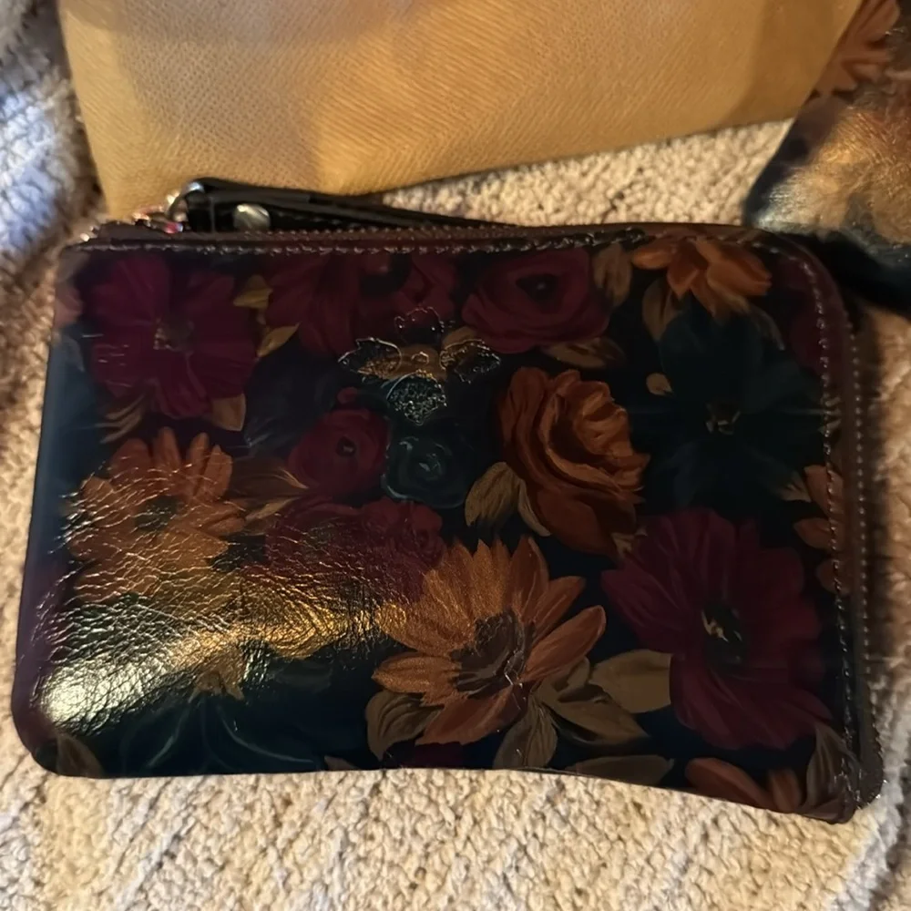 Rare Patricia Nash Set! Fall Color Floral Design Leather Large & Smaller Bag - Picture 2 of 11